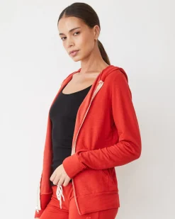 MONROW Supersoft Zip Up Hoody FLARERED Hot